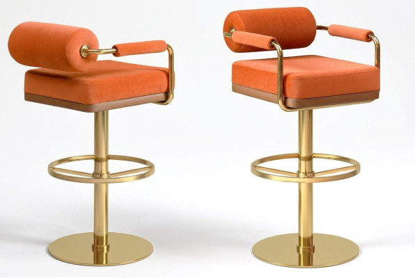 Orange barstool stainless steel seat noble single-seater modern lounge furniture