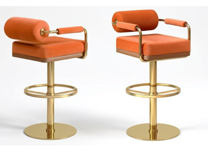 Orange barstool stainless steel seat noble single-seater modern lounge furniture
