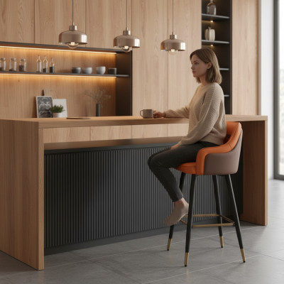 Designer orange bar stool lounge seat 1-seater modern single-seater new