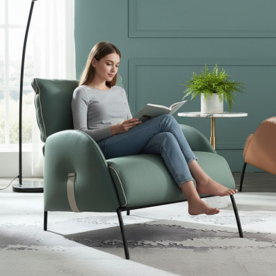 Designer green armchair modern single-seater armchair 1-seater lounge chair