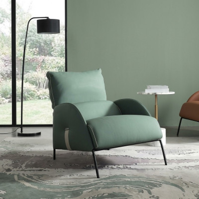 Designer green armchair modern single-seater armchair 1-seater lounge chair