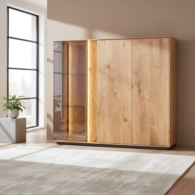 Light brown display cabinet designer dining room sideboard wood cabinets LED cabinet