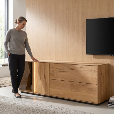 Brown TV cabinet living room TV stand designer LED sideboard lowboard