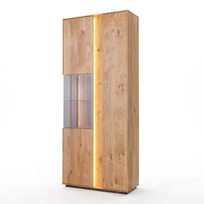 Living room brown wooden display cabinet LED display cabinet wood cabinet glass cabinet new