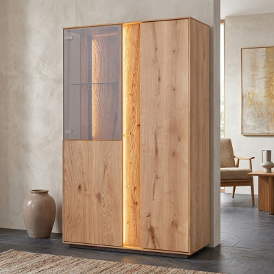 Brown LED showcase luxurious sideboard wood furniture designer glass cabinets
