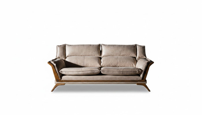 Beige 3-seater luxury sofas upholstered furniture leather living room design furniture