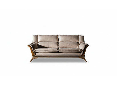 Beige 3-seater luxury sofas upholstered furniture leather living room design furniture