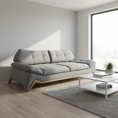 Gray upholstered designer sofa, 3-seater, living room three-seater, elegant couch