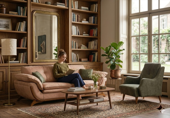 Upholstered Living Room Set Designer Three-Seater Luxury Textile Armchair 2-piece Set