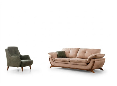 Upholstered Living Room Set Designer Three-Seater Luxury Textile Armchair 2-piece Set