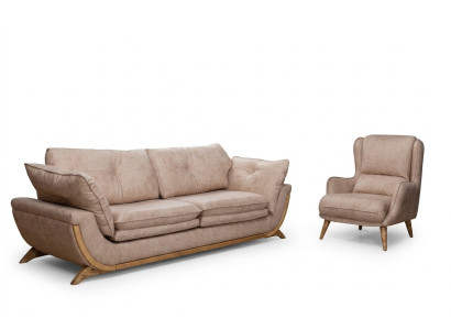 Beige seating ensemble luxury sofas designer sofa set 3+1 seater furniture