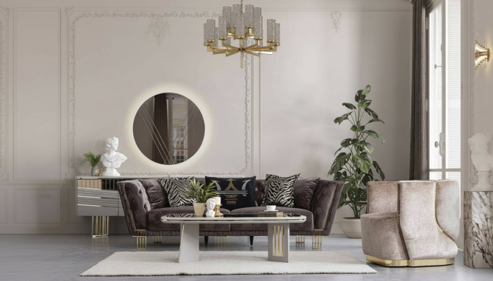 Stylish couch set three-seater + armchair luxury living room seating furniture
