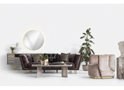 Stylish couch set three-seater + armchair luxury living room seating furniture