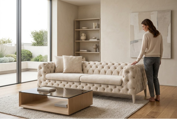 Living Room White Four-Seater Designer Luxury Sofa 4-Seater Upholstered Couch