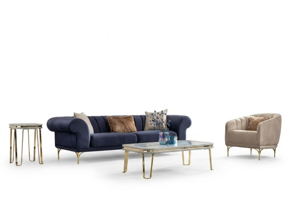 Modern blue-beige sofa set designer 3+1-seater luxury living room armchair