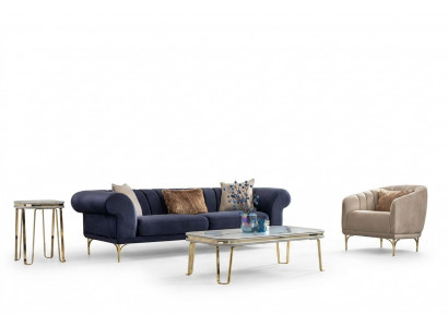 Modern blue-beige sofa set designer 3+1-seater luxury living room armchair