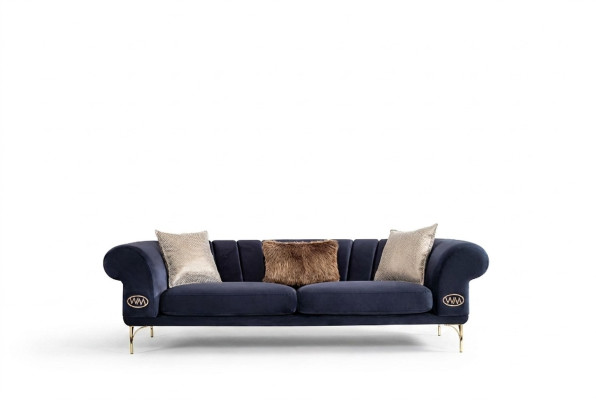 Blue living room couch designer 3-seater upholstered couches seating furniture new