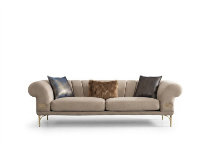 Beige three-seater luxury upholstered sofa living room seating furniture 3-seater new