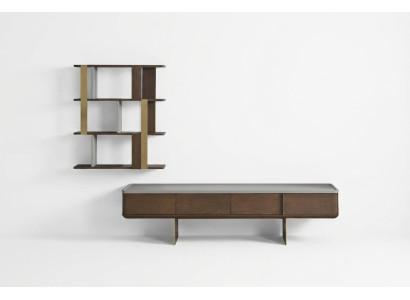 Brown living room set stable TV cabinet designer wood shelves