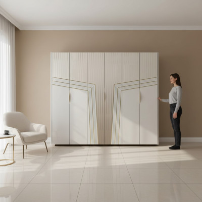 Modern white wardrobe wooden cabinet bedroom luxury furniture new