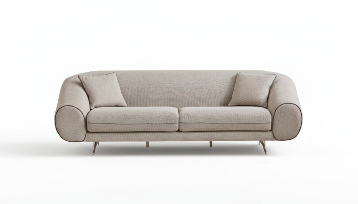 Modern beige couch living room 3-seater luxury upholstered designer sofas