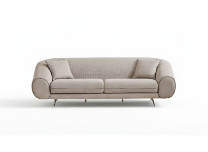 Modern beige couch living room 3-seater luxury upholstered designer sofas
