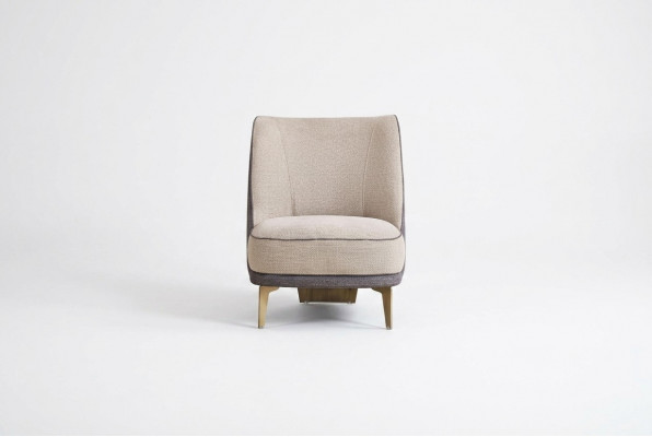 Beige armchair living room furniture noble upholstered armchair designer 1-seater