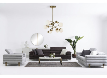 Living room designer sofa set 3+3+1 seat brown couch set