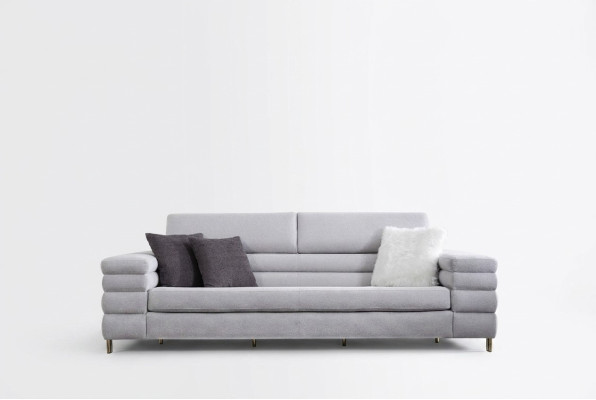 Gray three-seater luxury 3-seater sofa living room furniture wooden frame couch