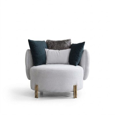 White textile armchair luxury single-seater designer living room upholstered armchair
