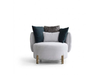 White textile armchair luxury single-seater designer living room upholstered armchair