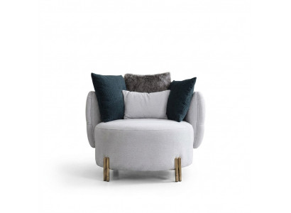 White textile armchair luxury single-seater designer living room upholstered armchair