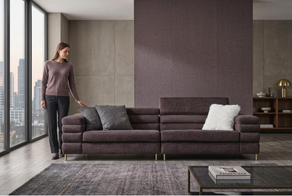 Living room upholstered sofas designer 4-seater couch brown four-seater new