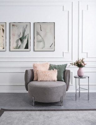 Gray upholstered armchair living room single-seater fabric armchair lounge furniture