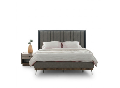 Gray bedroom set luxury bed 2x nightstands stylish ensemble