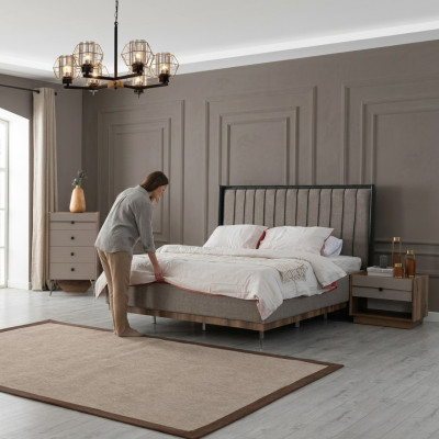 Gray bedroom bed designer wooden frame noble textile beds beds