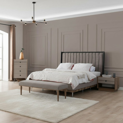 Gray bedroom bed designer wooden frame noble textile beds beds