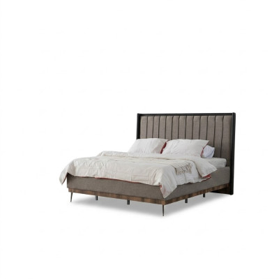 Gray bedroom bed designer wooden frame noble textile beds beds