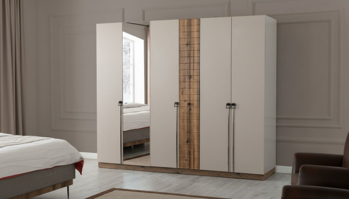 Beige Bedroom Wardrobe Designer Cabinets Luxury Wooden Cabinets