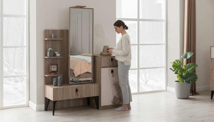 Bedroom luxury modern dresser with mirror modern furniture wood new
