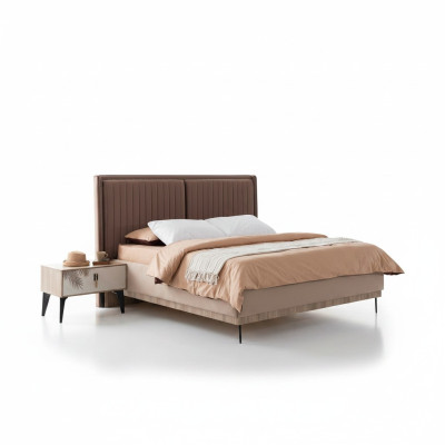 Brown Double Bed Designer Bedroom Furniture Upholstery Luxury Beds