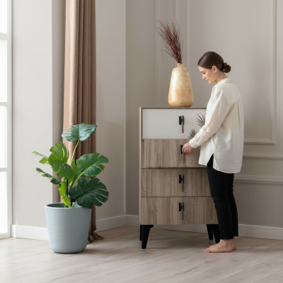 Bedroom furniture light brown tall chest of drawers designer 4-door dresser
