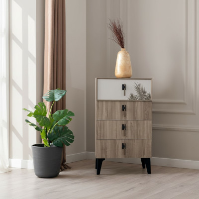 Bedroom furniture light brown tall chest of drawers designer 4-door dresser