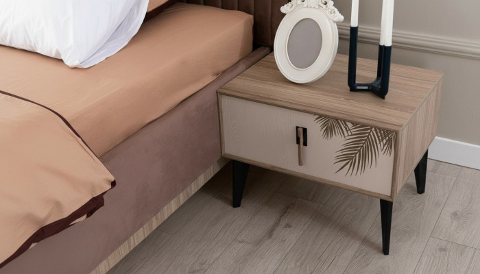 Beige nightstand designer bedroom furniture luxury wood nightstands