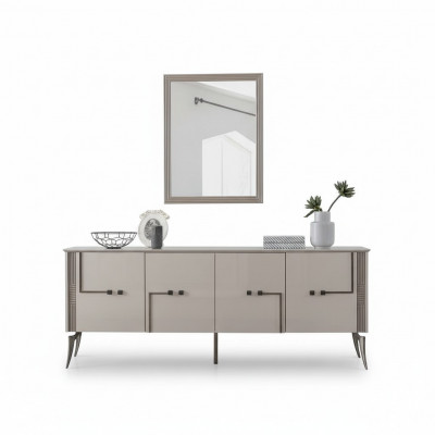 Modern dining room set designer sideboard 4-door luxury mirror 2-piece