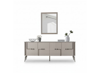 Modern dining room set designer sideboard 4-door luxury mirror 2-piece