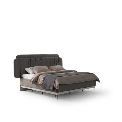 Gray double bed modern bedroom furniture luxury beds wooden frame