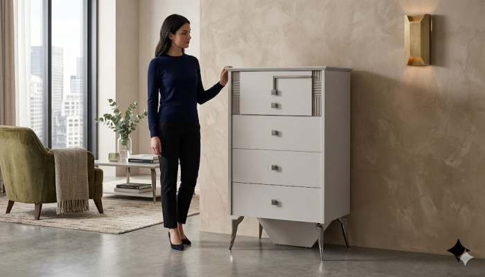 Living room white sideboard 4x drawers wooden sideboard wooden cabinet furniture