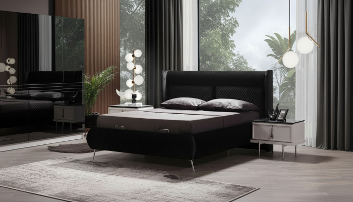 Designer beds luxury bed 2 bedside tables 3-piece bedroom new set