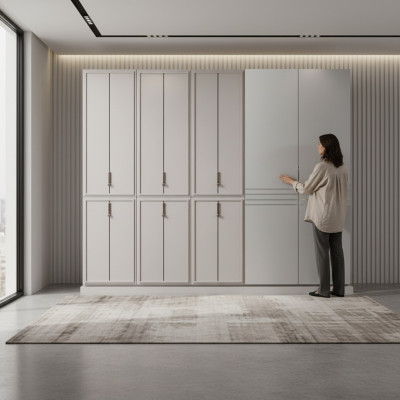 Gray bedroom wardrobe luxury cabinets wooden wardrobe furniture cabinet